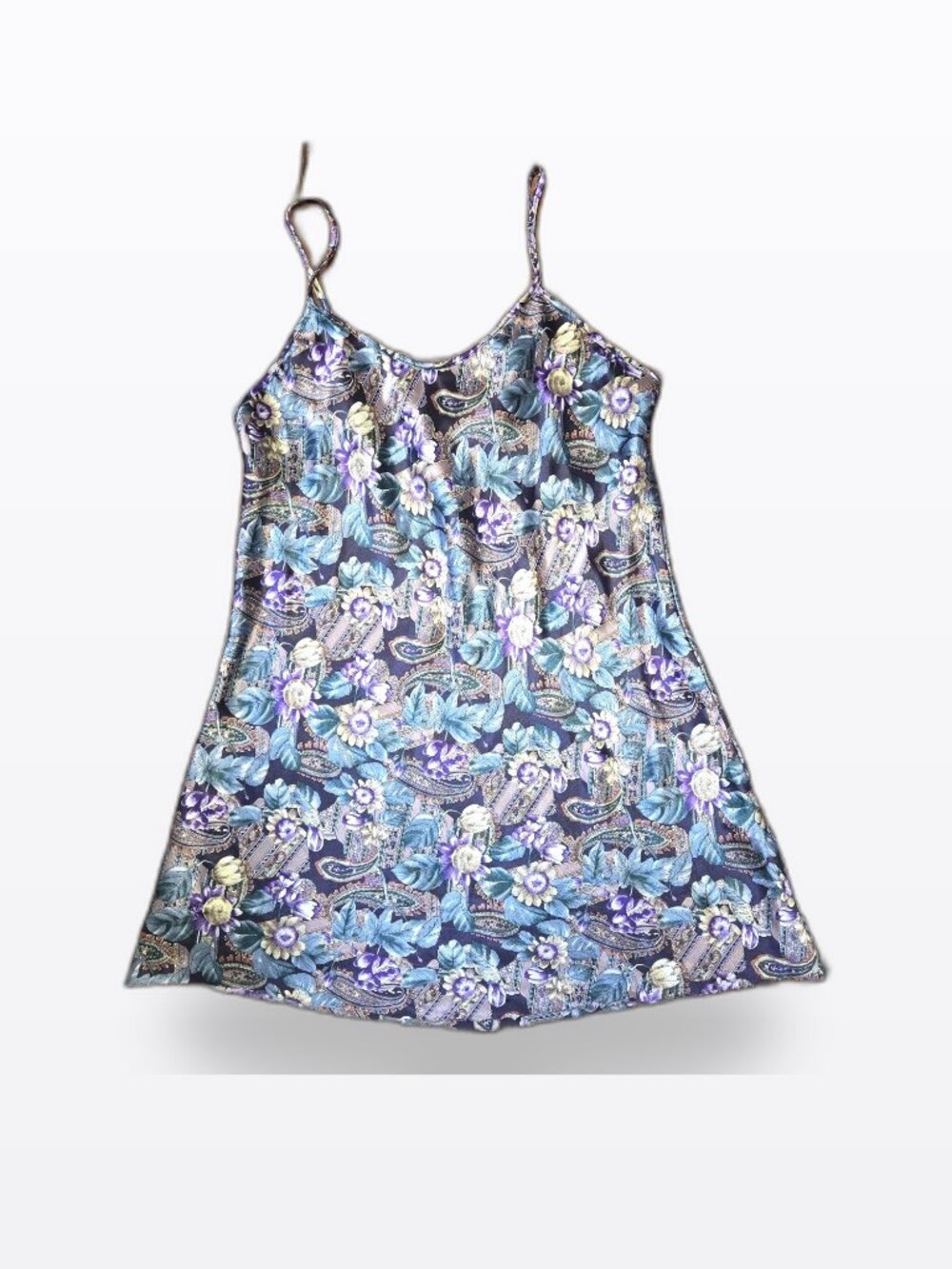 Kathryn Vintage 90s Floral Paisley Satin Slip Dress Nightgown
